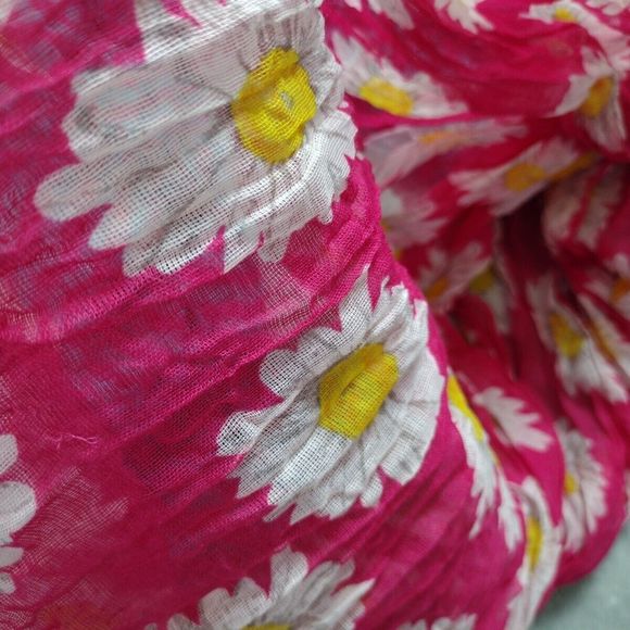Spring Floral Striped Women's Scarf Wraps Lightweight Pink Blue Yellow - Picture 6 of 6